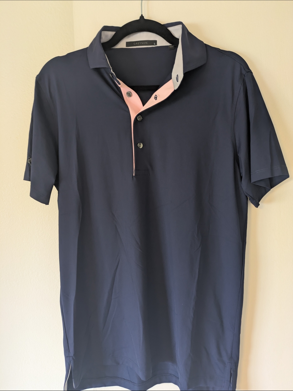 Greyson Navy Polo with Pink Placket- Sm (NWOT)